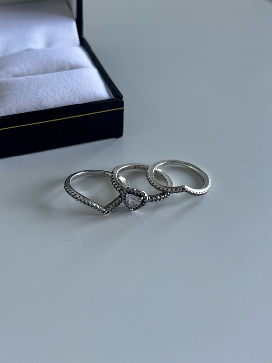 Pandora Jewelry - Pandora Silver Heart Trio Stacking Rings - Silver